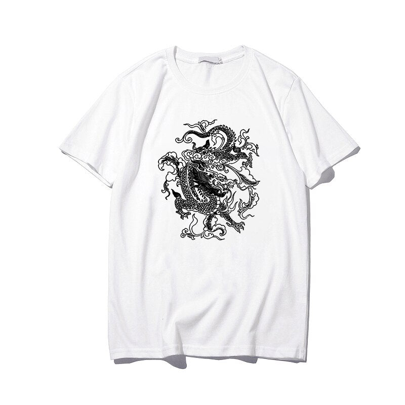 T-Shirt Blanc Egirl - Dragon Coréen